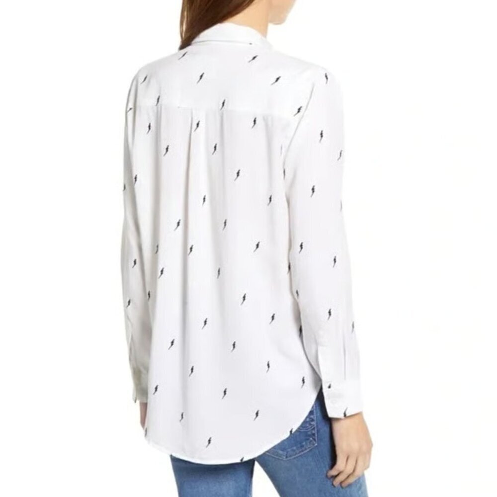 Rails Taylor White Flocked Lightning Button Down Long Sleeve Shirt 23111 - Picture 3 of 10